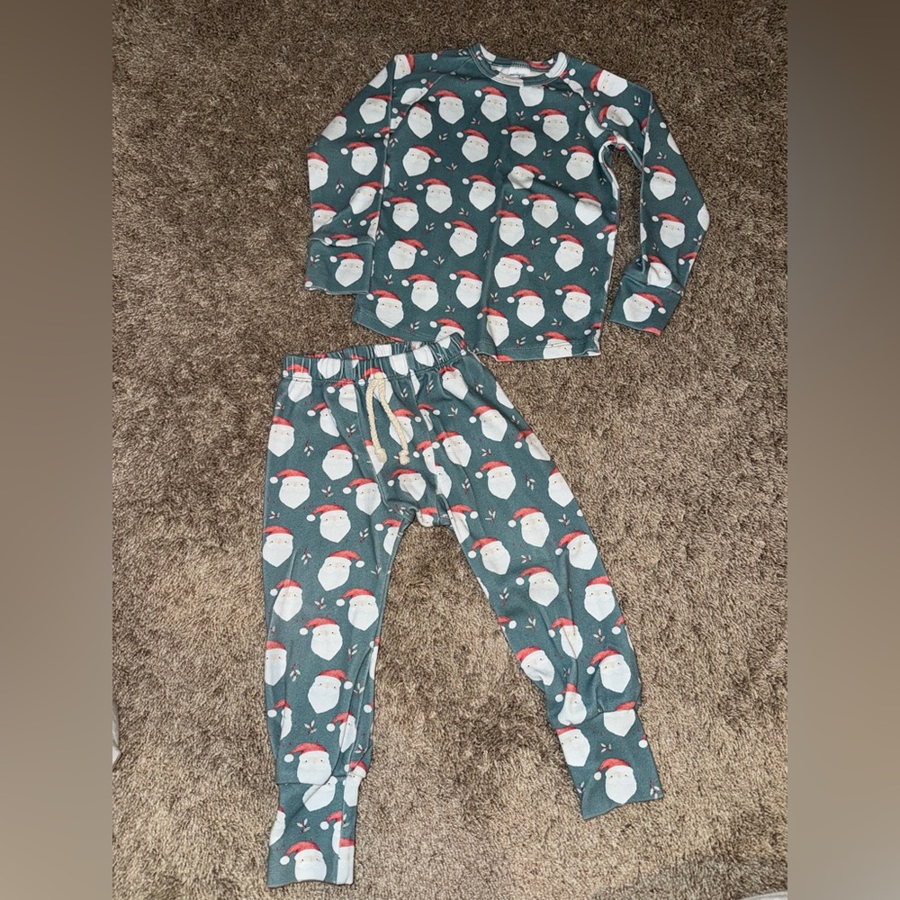 Festive Santa Print Kids Pajama Set - Green